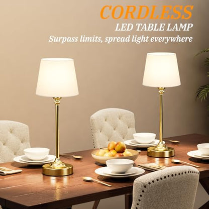 Kakanuo Gold Cordless Table Lamp with Rechargeable Battery, 1 Pack - color: White - Gold