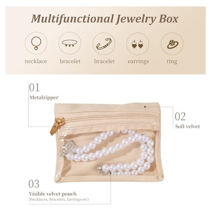 20 Pcs Portable Velvet Jewelry Pouch with Zipper, Clear - color: A.20 PCS