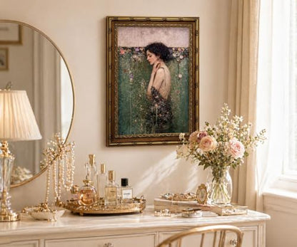 dzbLuck Ophelia Wall Art Gold Frame, Dark Academia Gothic Female Portrait - color: RetroWomen, size: 8"L x 10"W
