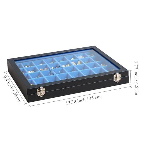 Stratalife 40 Grid Earring Organizer, Jewelry Holder Organizer with Lid - color: Blue-Black, size: 40 Grid