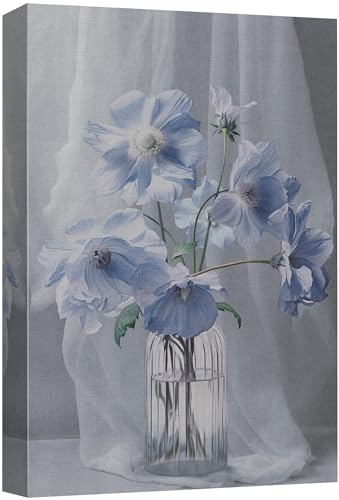 SIGNFORD Canvas Print Wall Art Blue Floral Bouquets Nature Wilderness Illustrations Floral Botanical Print Modern Art Decorative Multicolor Rustic Cozy for Bedroom - 12"x18" - color: Ab04-2312-na23, size: 12" x 18"