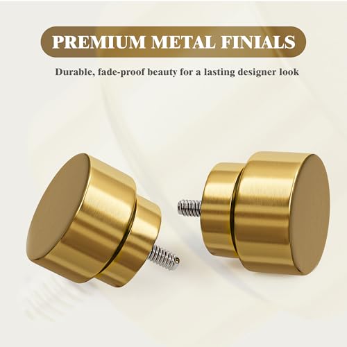 Oneach Heavy Duty Curtain Rods for Windows 72 to 144 Inch, 1 Inch Brass Gold Curtain Rod, Adjustable Length Rod with Metal Finials, Modern Decorative for Bedroom Kitchen Living Room - color: 017 Brass Gold, size: 16"-150"|1 Pack
