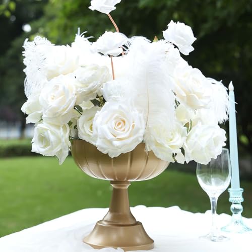 Efavormart 4 Pack Gold Metal Compote Pedestal Bowl Flower Vases in Grecian Urn Style, Decorative Vases Floral Wedding Centerpieces - 8.5" - color: Type10