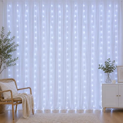 HEYFUNi Curtain Lights Plug in, 13FT x 6.5FT Window Icicle Lights, White - color: White, size: 13ft*6.5ft
