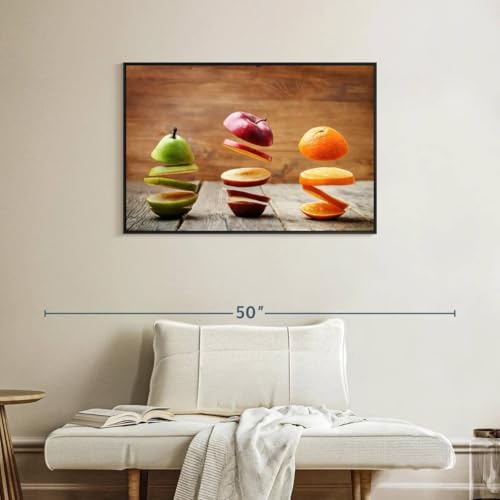 ElephantStock Sliced Fruits Wall Art - Horizontal Framed Canvas - 1-Piece Kitchen Wall Decor - Photography Photographic Canvas Print - Beige and Green Decor for Wall - 37" X 25" - color: Sliced Fruits Wall Art Canvas Floating Frame Single Piece, size: 37"