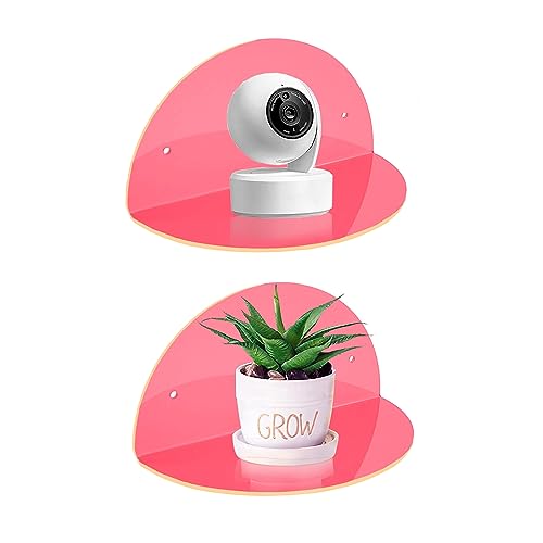 ROYALITA 2-Pack Small Acrylic Shelves Room Decor Floating Shelves, Pink - color: Pink