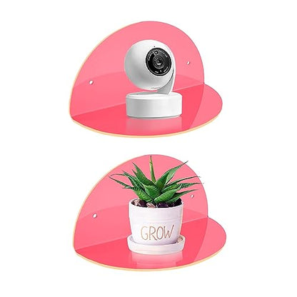 ROYALITA 2-Pack Small Acrylic Shelves Room Decor Floating Shelves, Pink - color: Pink
