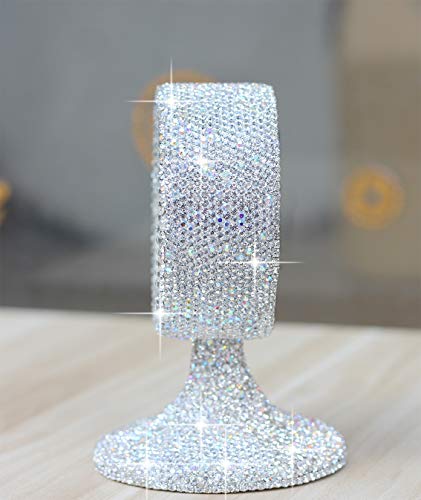 Luxury Rhinestone Small Alarm Desk Table Clock Morning Call Handmade Fashion Design for Bedroom Houseroom Living Room Cute As Gift AR (Silver) - color: Silver