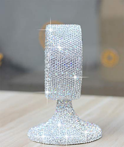 Luxury Rhinestone Small Alarm Desk Table Clock Morning Call Handmade Fashion Design for Bedroom Houseroom Living Room Cute As Gift AR (Silver) - color: Silver