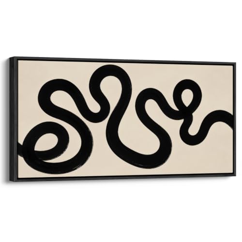 wall26 Extra Large Framed Wall Art Canvas Print - Minimalist Black Swirl Abstract - Contemporary Artwork for Living Room Bedroom Office - 60"x30" Black - color: A07-2607-ANG11, size: 60"L x 30"W, style: Black Frame