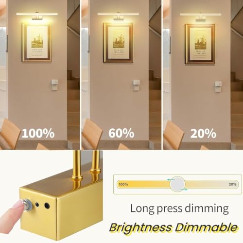 Wireless Picture Light Rechargeable, 16", Brass - color: Brass, size: 16 inches