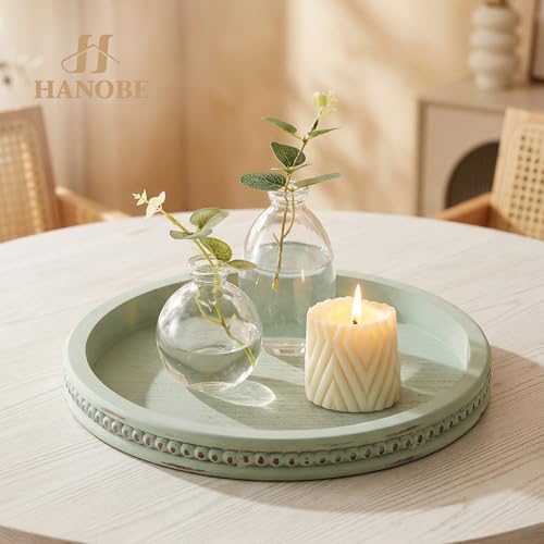 Hanobe Sage Green Decor Tray, Beaded Edge & Distressed Finish - color: Sage Green