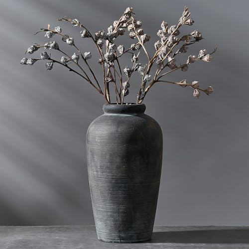 Vaseking Large Ceramic Rustic Vase, 11 inch Minimalist Decorative Farmhouse Tall Vase for Home Decor, Living Room, Shelf Decor, Enterway, Wedding, Table Decoration, Bronze - color: Bronze