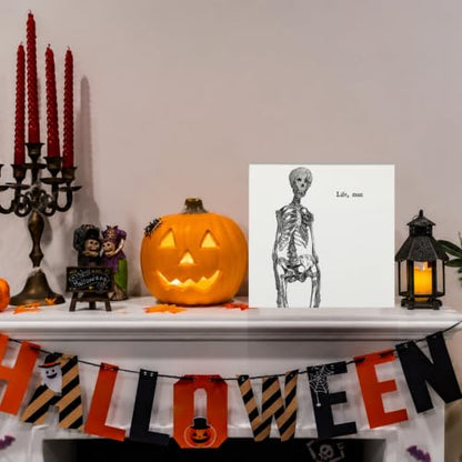 Halloween Gothic Skeleton Anatomy Wooden Box Sign Desk Decor - color: Spooky Skull