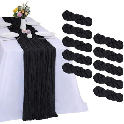 10 Pack Black Cheesecloth Table Runner 17 x 108 Inch - color: Black, size: 10Pcs - 9 Ft
