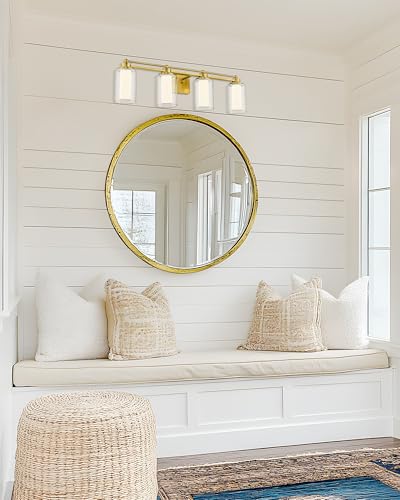 HWH 4-Light Bathroom Vanity Light, Brushed Gold, 5CCT, 5HLT63B-4W-LED BG - color: Brushed Gold + LED, size: 4 Lights