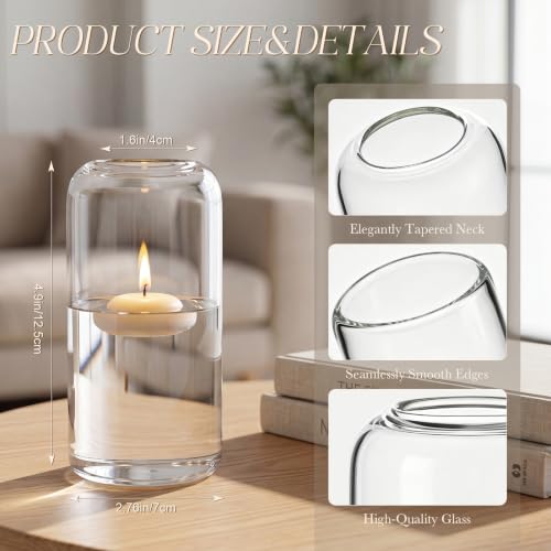 12pcs Bulk Glass Bud Vases for Centerpieces 5 Inch Clear Cylinder Vases Small Flower Vase for Wedding Party Event Table Decor Home Floral Arrangement
