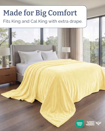 Fleece Blanket Oversized King - Ultra-Soft Flannel Fleece Blanket - Yellow - color: 03 - Yellow, size: Oversized King (120" x 120")