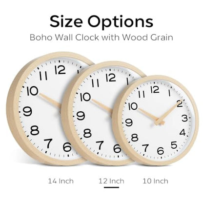 AKCISOT 12 Inch Wall Clock, Silent Battery Operated Analog Clock, Natural - color: D_natural, size: 12 Inch