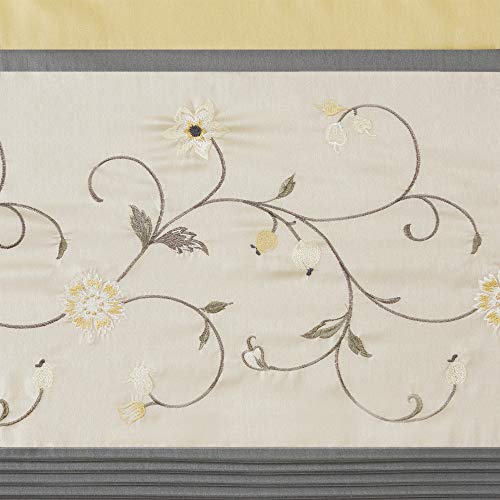Madison Park Embroidered Window Valance, 50"x18", Yellow - color: Yellow, size: 18"W x 50"L (Pack of 1)