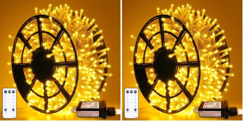 JMEXSUSS 8 Modes Classroom Lights, 500 LED Christmas Lights Indoor Outdoor (Pack of 2) - color: Warm White, size: 500 LED (Pack of 2)