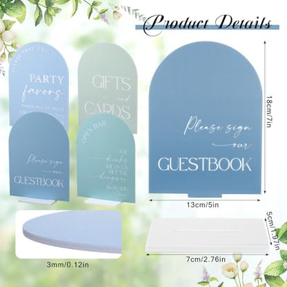 Weysat 4 Pcs Dusty Blue Acrylic Wedding Signs for Ceremony Reception - color: Dusty Blue