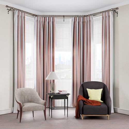 HOTOZON Double Bay Window Curtain Rods 36 to 72 Inches(Center Rod), Bronze - color: Antique Bronze