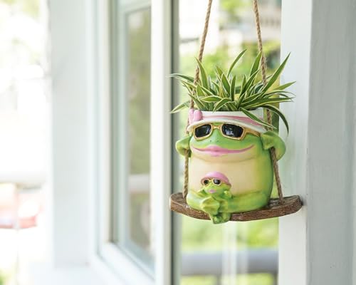 Saysmile Unique Resin Plant Hangers Outdoor Gift Ideas for Mother - color: Frog-green