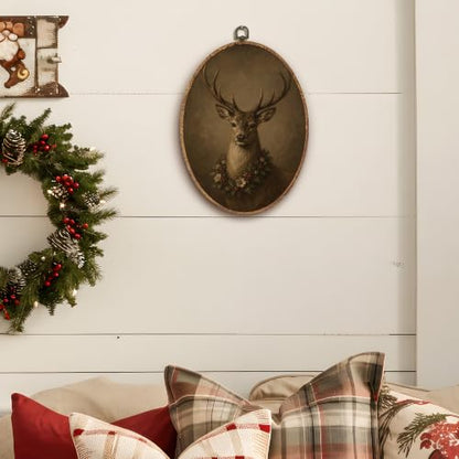 Yorhifa Rustic Winter Christmas Reindeer Framed Wall Art 8.5x11.5in - color: Reindeer