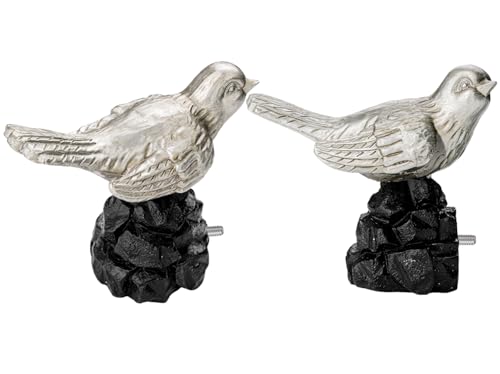 1 or 7/8 Inch Bird-Shaped Decorative Finials for Curtain Rods,Vintage Pewter Curtain Rod Ends Metal Curtain Rod Finials Ends Easy to Install Set of 2 Rod End - color: Pewter