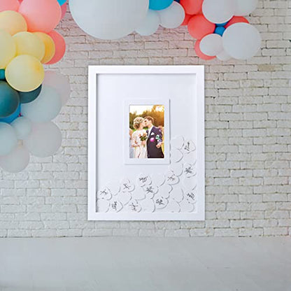 Wedding Guest Book, Wedding Guest Book Alternative with Wooden Hearts, Wedding Book for Guests Guest Book Wedding Reception for Wedding Anniversary Baby Shower Birthday Party - color: White