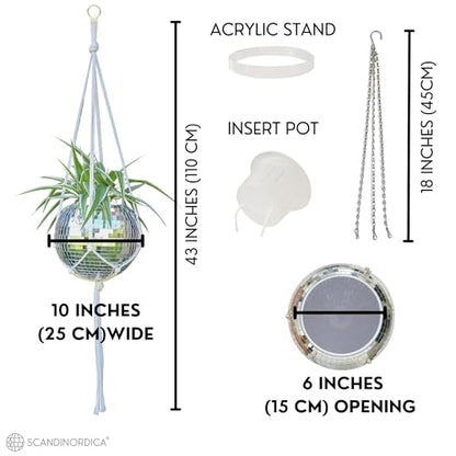 SCANDINORDICA Disco Ball Planter, Value Package, 10-inch Silver - size: 10" Silver