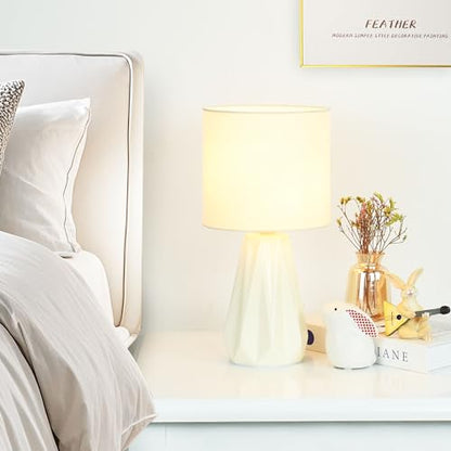 Elisa Cream Small Table Lamp for Living Room as Bedside Table Lamp for Bedroom,Modern Ceramic Kids Night Table Lamp,Φ6.1×H12.4IN,Bulb Excluded - color: Cream