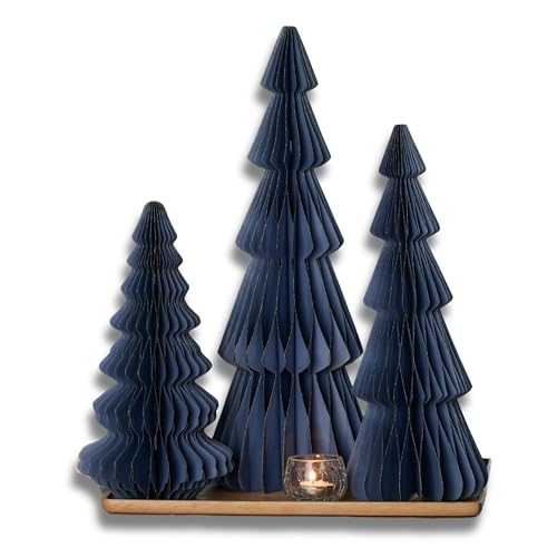 Your Heart's Content Honeycomb Paper Trees, Set of 3 (Large Set 3 Blue) - color: Large Set 3 Navy