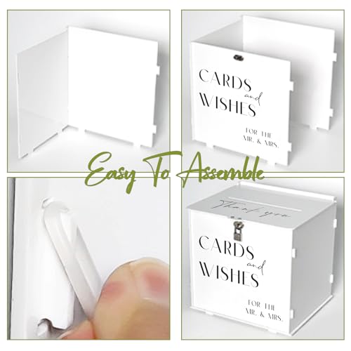 White Acrylic Card Box with Slot & Lock, Elegant Wedding Card Boxes for Reception, Large Money Envelope Gift Card Box for Party Wedding Birthday Engagement Anniversary Stylish Table Decor - style: White