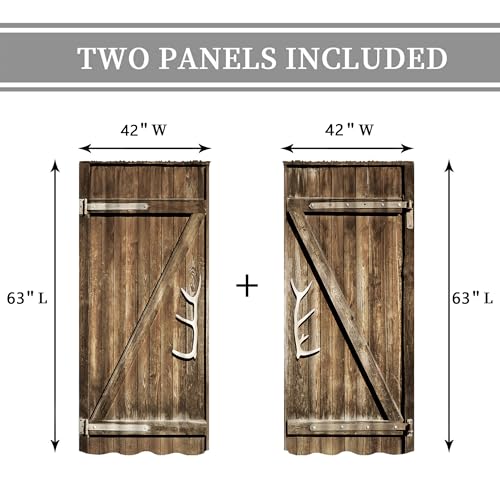 Rustic Western Farmhouse Wooden Country Living Room Bedroom Window Curtains - color: D-brown, size: 42"W x 63"L (Pack of 2)