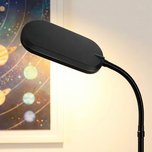Brightech Litespan Slim LED Floor Reading Lamp - Tall with Adjustable Gooseneck, Dimmable for Living Rooms, Offices & Bedrooms - Black - color: Black
