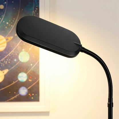 Brightech Litespan Slim LED Floor Reading Lamp - Tall with Adjustable Gooseneck, Dimmable for Living Rooms, Offices & Bedrooms - Black - color: Black