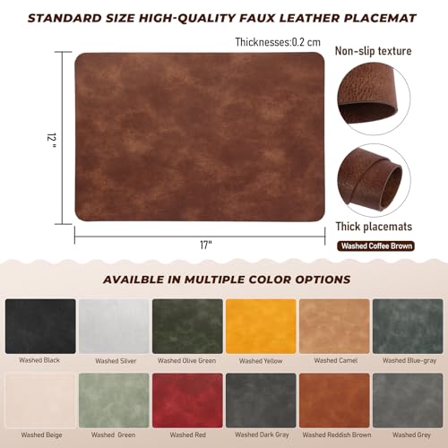UnivoColors Placemats,Heat Resistant Placemats Set of 4 Washable 12 x 17 Inch,Waterproof Table Mats,Wipeable Pu Place Mats for Kitchen,Dining Room.Blue Grey - color: Washed Blue Grey