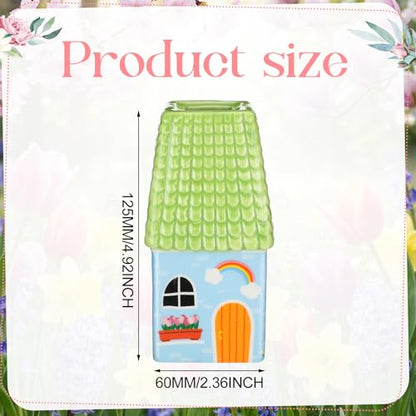 Remerry Mini Ceramic House Shape Vase Decorative Small Bud Vases, Green - color: Green