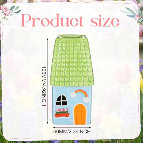 Remerry Mini Ceramic House Shape Vase Decorative Small Bud Vases, Green - color: Green