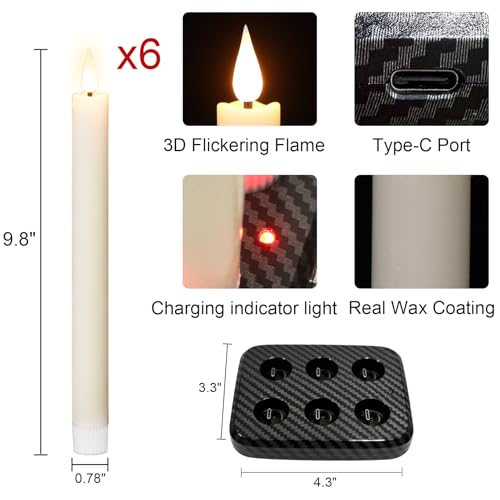 GenSwin Rechargeable Flameless Taper Candles Charging Base & 2 Remote Ivory - color: Ivory-A