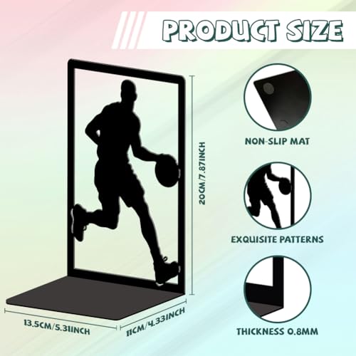 Peacoblue 5.3"x4.3"x7.9" Metal Bookends, Heavy Duty Book Ends for Shelves - style: Basketball