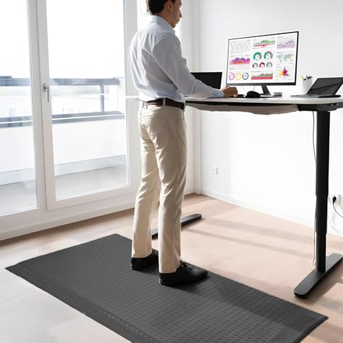Anti Fatigue Mat 2x5 Ft 15/16" Thick Soft Sponge Ergonomic Durable - size: 60"L x 24.4"W x 0.9"Th