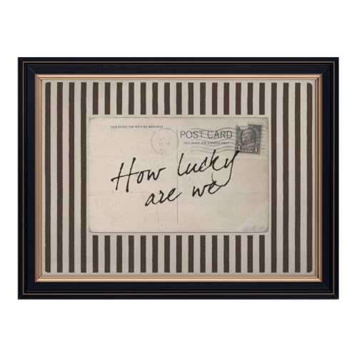 Ripiyome Black Frame How Lucky Are We Wall Art Vintage Striped Letter Postcard Canvas Print Neutral Inspirational Quote Poster Trendy Rustic Wall Decor for Living Room Bedroom 8X10inch - color: style-3 Black Frame, size: 8"L x 10"W