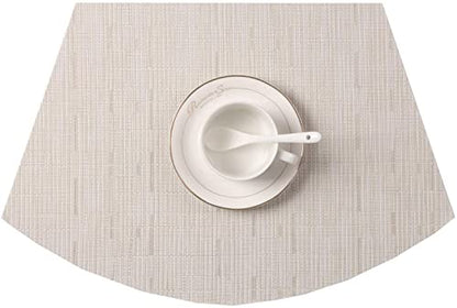 SHACOS Small Round Table Placemats Set of 5 Wedge Shaped Place Mat with Centerpiece Round Mat Heat Resistant Table Mats Washable (5, Beige) - color: Beige