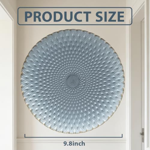 Novbvia Metal Flower Wall Sculpture Decor, 9.8'' Grey Round Embossed Art - color: C-Grey