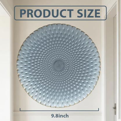 Novbvia Metal Flower Wall Sculpture Decor, 9.8'' Grey Round Embossed Art - color: C-Grey