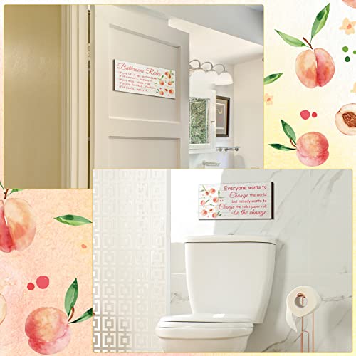 Jetec 2 Pcs Funny Bathroom Signs Wall Decor Farmhouse,Peach Style - style: Peach Style