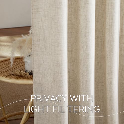 NICETOWN Natural Faux Linen Curtains 63 Inch Length 2 Panels, W55xL63 - color: Natural, size: 55"W x 63"L (Pack of 2)